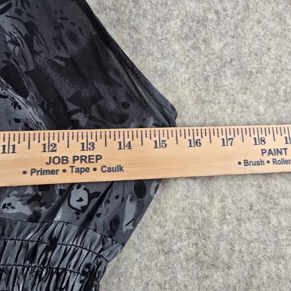 Peacock Pattern Sleeveless Maxi Dress With Lace Neckline Black/Brown Polyester - Picture 5 of 5